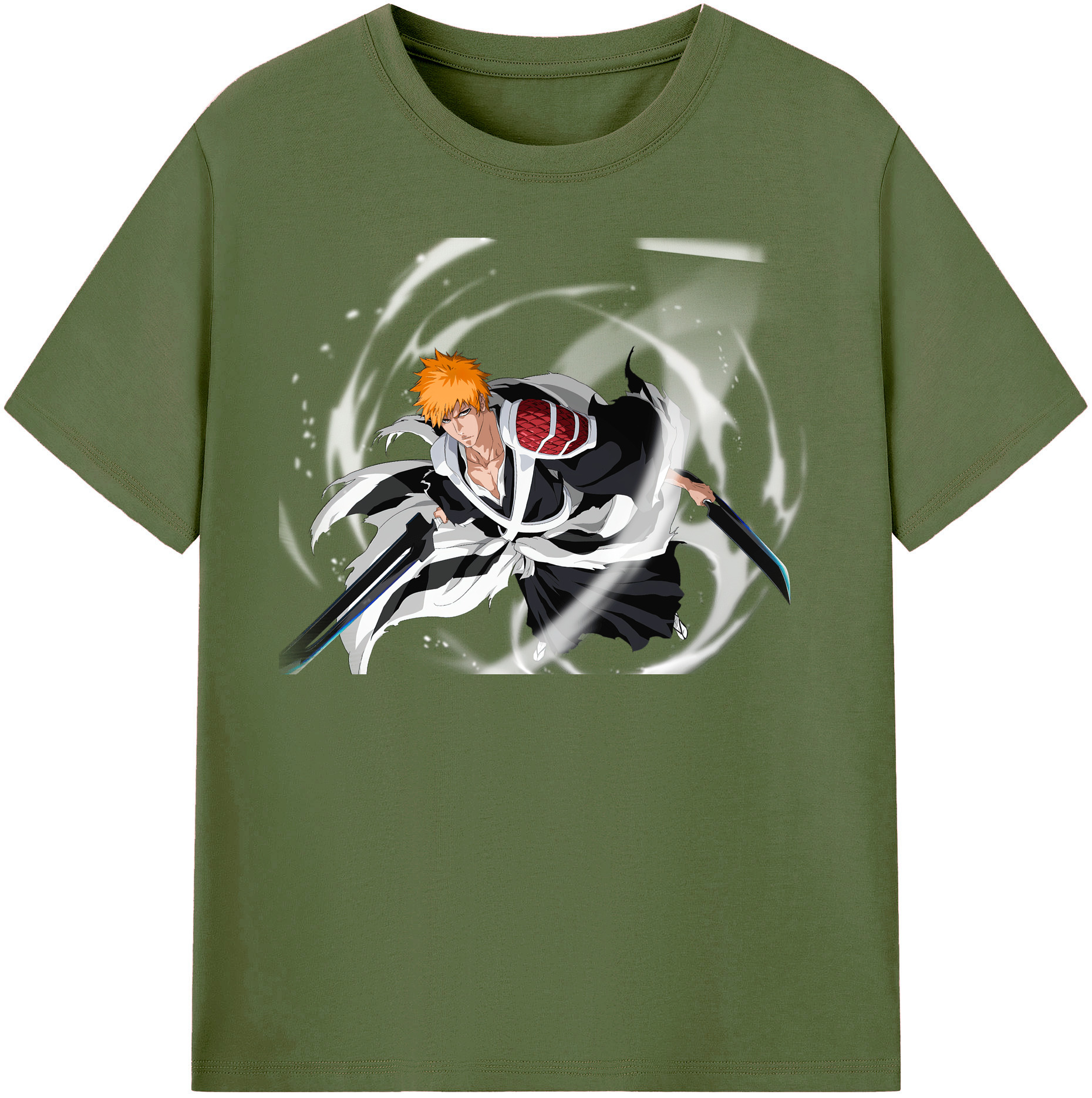 （画像用） ブリーチ 黒崎一護（くろさき いちご）BLEACH Kurosaki Ichigo 綿100％半袖Tシャツ（フロントプリント）